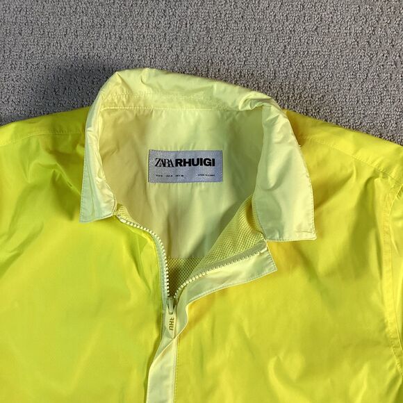 Zara Rhugi Neon Yellow Short Sleeve Zip Up Jacket Lightweight Menswear - Picture 4 of 5